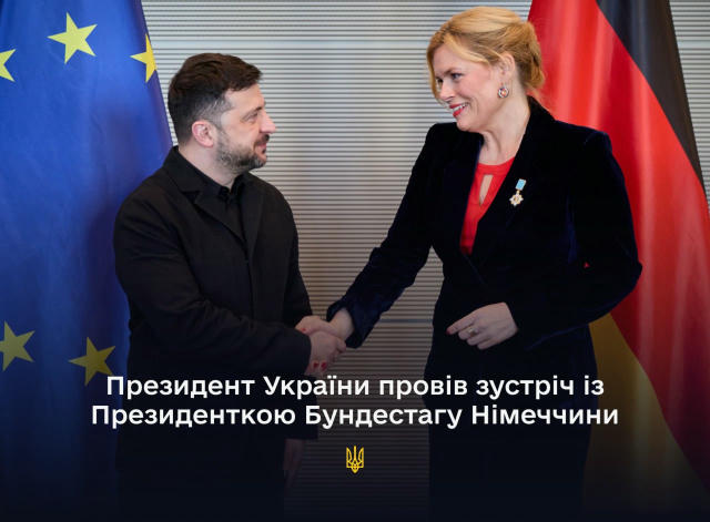 Президент України Володимир Зеленський зустрівся з Президенткою Бундестагу Німеччини Юлією Кльокнер. Докладніше: https://bit.