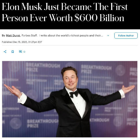 🗣Ілон Маск став першою людиною в історії, чий стан перевищив $600 млрд, — Forbes Раніше стало відомо, що SpaceX розпочала ві