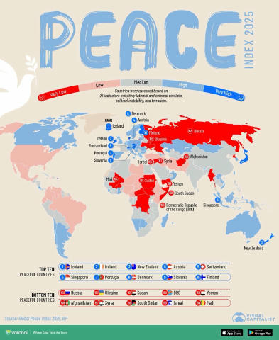 Росія — найменш мирна країна світу, — Global Peace Index Країни оцінювали за 23 показниками, включно з внутрішніми та зовнішн