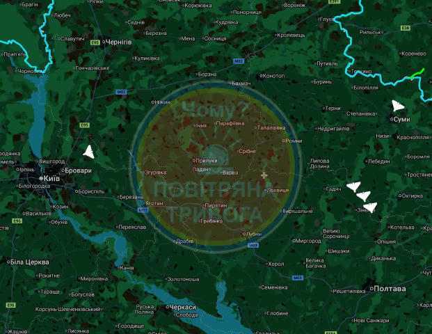 🛵Приблизно по Шахедах на Київщині, Полтавщині і Сумщині. Підтримати канал☕️ ✅️ Чому тривога?