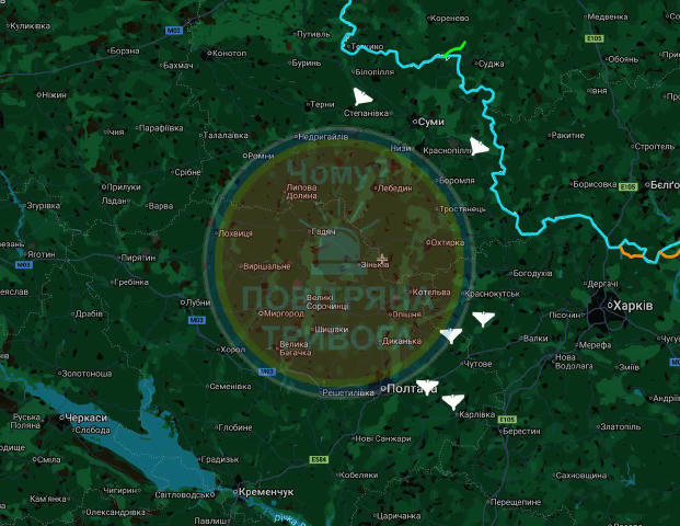 🛵Приблизно по Шахедах на Полтавщині, Харківщині і Сумщині. Підтримати канал☕️ ✅️ Чому тривога?