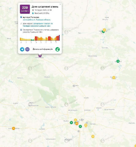 🌫Жахливу якість повітря фіксують у Львівській області: значення показує 220(!) при нормі 30-50, — SaveEcoBot. 🎉 Типовий Льв
