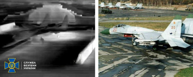 СБУ уразила два російські літаки Су-27 на аеродромі Бельбек Далекобійні дрони Центру спецоперацій «Альфа» СБУ уразили два літ