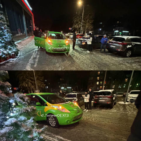 #дтп Давно у нас на парковке не разваливались. Парниша на Mitsubishi выезжал задом с паркоместа и притулил Таксиста, стоят жд