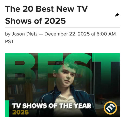 Найкращі серіали 2025 року, — Metacritic Абсолютним лідером став серіал «Перехідний вік» від Netflix — йому вдалося утримати