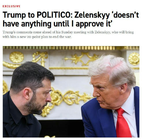 🇺🇸🇺🇸🇺🇸Зеленський нічого не має, поки я це не схвалю, — Трамп Так глава Білого дому прокоментував в інтерв'ю Politico ма