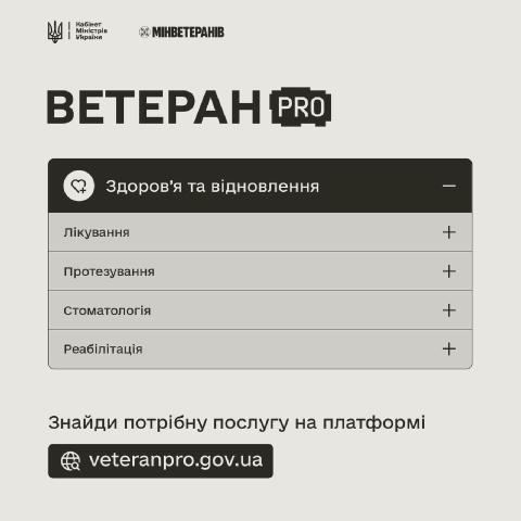 Послуги для здоров’я та відновлення ветеранів і ветеранок 👇 Держава забезпечує доступ до таких напрямів підтримки: 🔹 Лікува