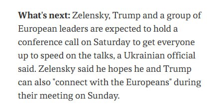 Зеленський і Трамп поспілкуються з європейськими лідерами перед зустріччю в Мар-а-Лаго У суботу очікується телефонна конферен