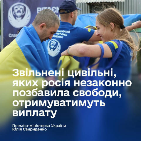 Звільнені цивільні українці, яких росія незаконно позбавила свободи отримуватимуть разову допомогу 50 тис грн Подати заявку м