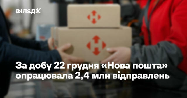 📦 За добу 22 грудня «Нова пошта» опрацювала 2,4 мільйона відправлень Це новий рекорд компанії - торік «Нова пошта» опрацювал