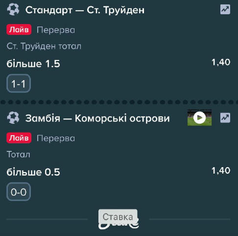 🔥 ДВІЙНИК У ЛАЙВІ 🔥 ⚽️ Чемпіонат Бельгії 🇧🇪 🇧🇪 Стандард — Сінт-Трейден 🇧🇪 ✅ Ставка: ІТБ2 (1.5) ⚽️ КАН 🌍 🇿🇲 Замбія