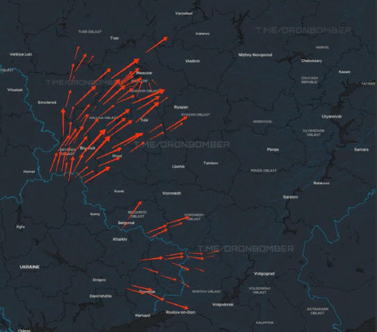 🔥 Триває масована атака наших дронів на росію та москву
