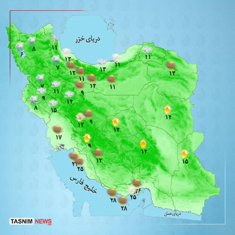 بارش برف و باران در اکثر مناطق کشور 🔺امروز گستره فعالیت سامانه بارشی علاوه بر این مناطق شمالی و جنوبی در یزد، شمال سیستان و