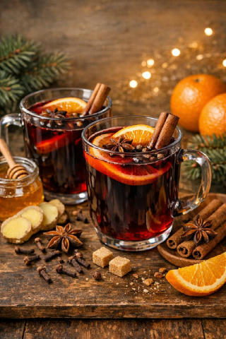 Глінтвейн з апельсином і спеціями Інгредієнти: • 750 мл червоного сухого вина • 1 апельсин (нарізаний кружечками) • 2 палички